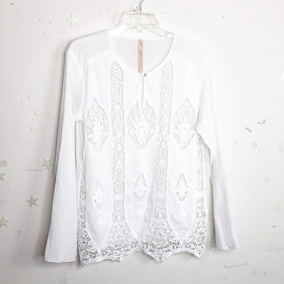 BAILEY 44 medium white embroidered BoHo tunic blouse - Picture 2 of 7